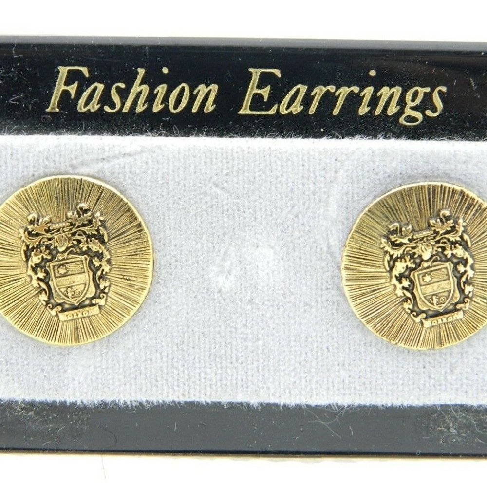 Gold Tone Bozzon Shield of Arms Post Earrings